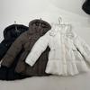 Black hooded duck down jacket, autumn and winter women's clothing, slim waist and thin medium and long down jacket women