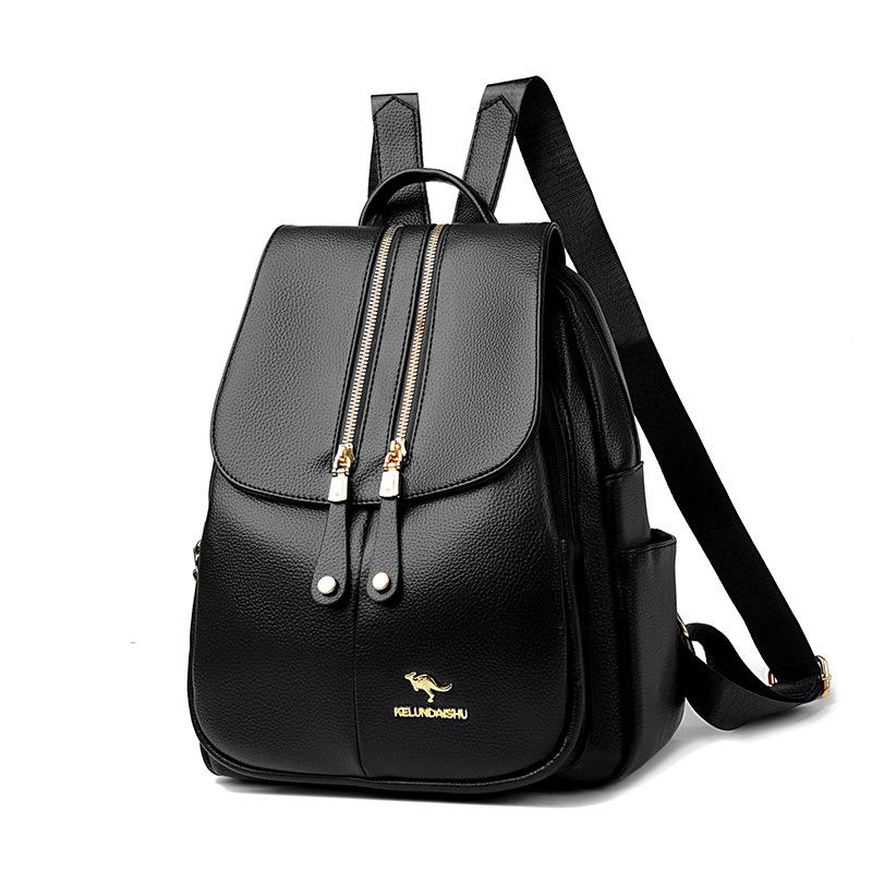 Backpack Women's New Fashion Soft Leather Large Capacity Travel Backpack Shoulder School Bag Tide