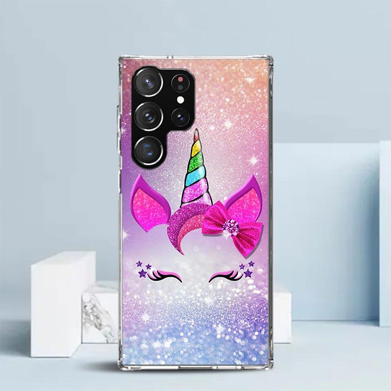 Rosa Einhorn Regenbogen Handyhülle Für Samsung Galaxy S24 S25 Edge S26 Ultra S22 S23 Plus S21 + S20 FE Weiche TPU Rückseite Galaxy S