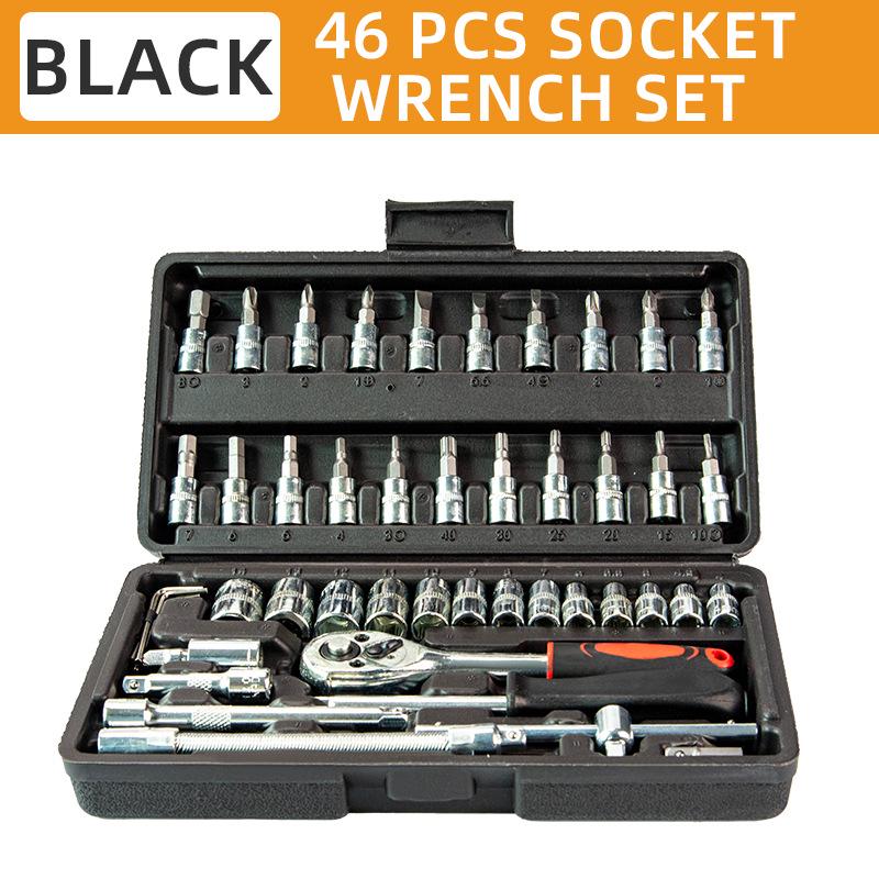 46-Piece Xiaofei 1/4" Ratchet Socket Wrench Set for Home and Auto Repair