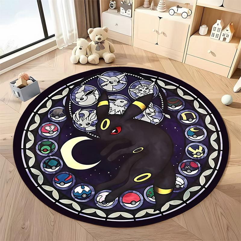 1PC Cute PokemonEevee Charizard Print Round Rug Living Room Bedroom Decor Indoor Floor Mat Decor Carpet for Teens Adult Gifts