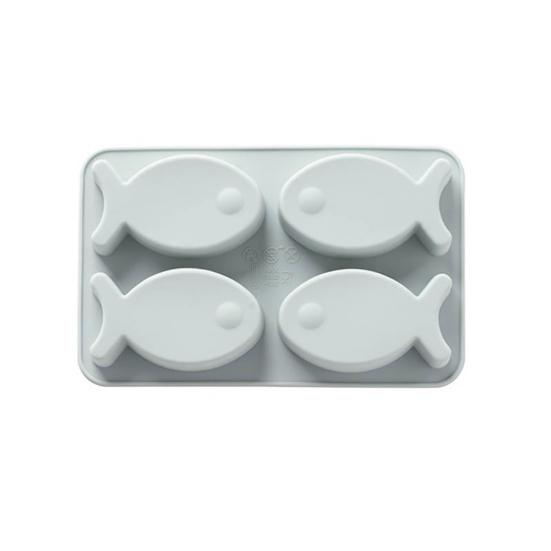 Lindo 4 bandejas de bolo slots peixe silicone artesanato sabão chocolate faça você mesmo cozimento