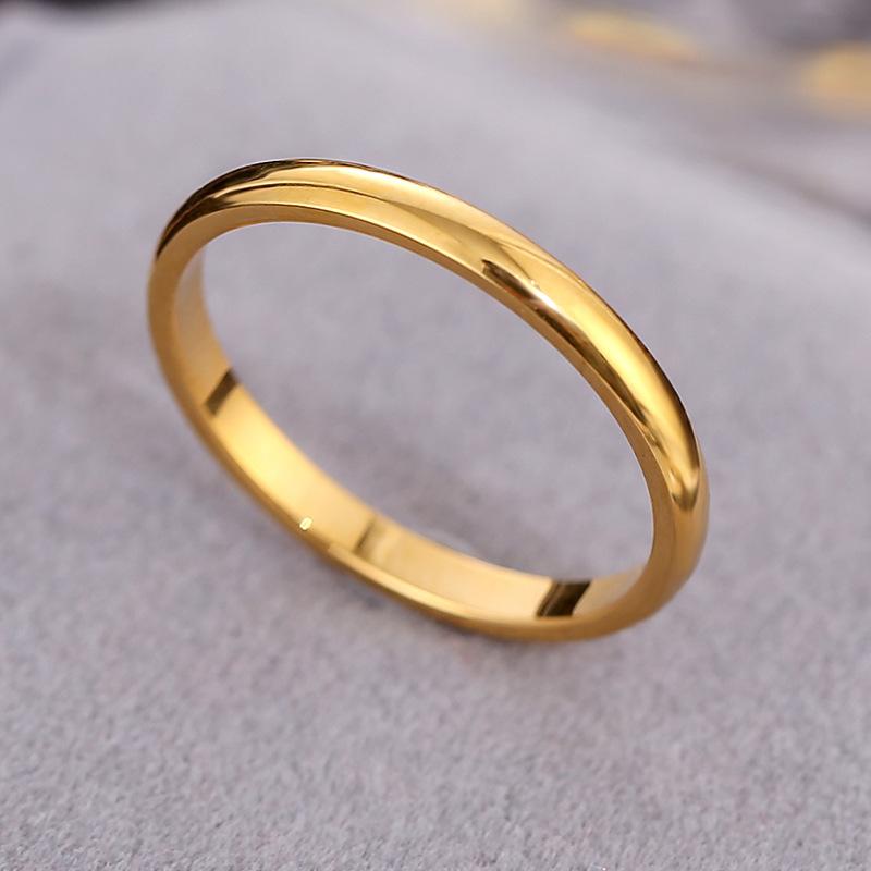 Simple Titanium Steel Diamond Ring for Women Minimalist Couple Band Smooth Stainless Steel Jewelry