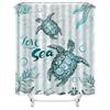 1Pc Turtle Bubbles Shower Curtain Bathroom Partition Decorative Curtain Machine Washable Sea Turtle Print Window Privacy Curtain