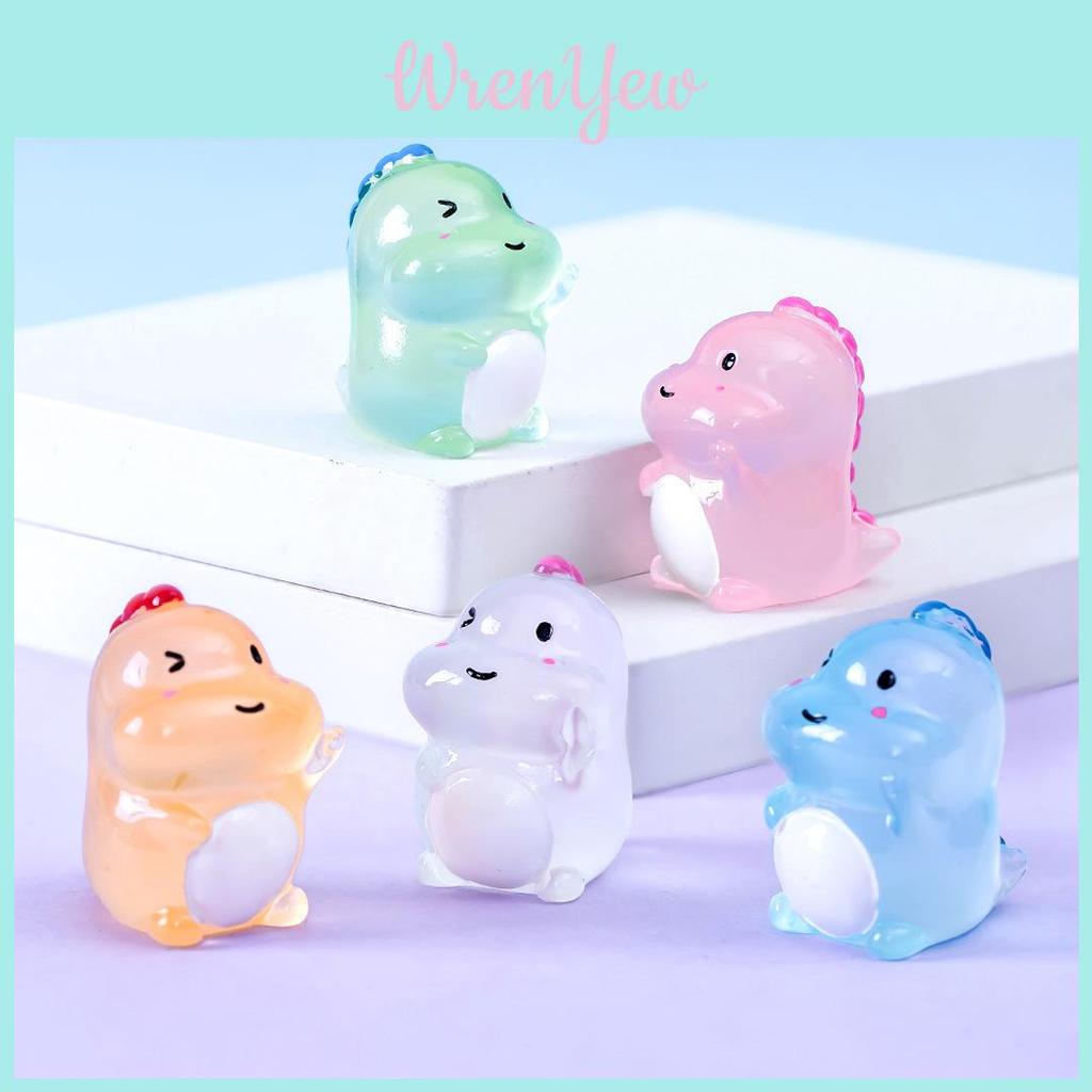 Adorable Glow-in-the-dark Dinosaur Resin Figures Colorful Cartoon Desk Accessories