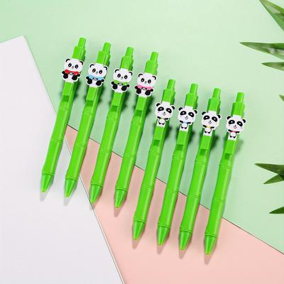 Back To School Season 10pcs 0.5mm New Creative Bamboo Press Neutral Pen Cartoon Bamboo Panda Jump Pen Black Water Pen Student Brush Pen Question Pen