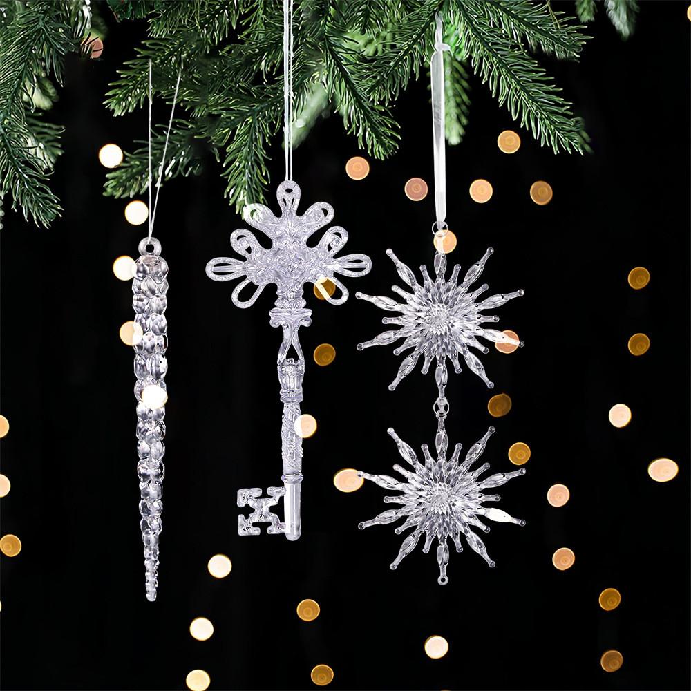 Stunning Christmas New Decorations Clear Ice Stick Hangings For Festive Tree Arrangement Snowflakes Featuring