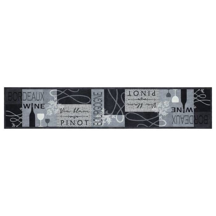VidaXL Tapis de Cuisine Lavable Imprimé Wine, Paillasson Antidérapant, Tapis de Sol, Tapis devant Évier, Moderne, Gris 4005601