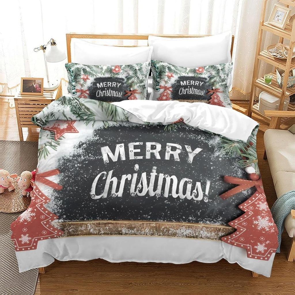 Christmas Theme 3D Printed Duvet Cover Microfiber Bedroom Decor Christmas Bedding Set Soft Breathable For Adult Student Gift Nan