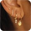 Dainty 14K Gold Plated Pearl Hoop Huggie Earring Set Chain Cartilage Earring Stack Trendy Hypoallergenic Long Drop Stud Earrings