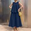 ZANZEA Women Elegant Casual Sleeveless Vest Tops With Loose Skirts Two Piece Suit Sets