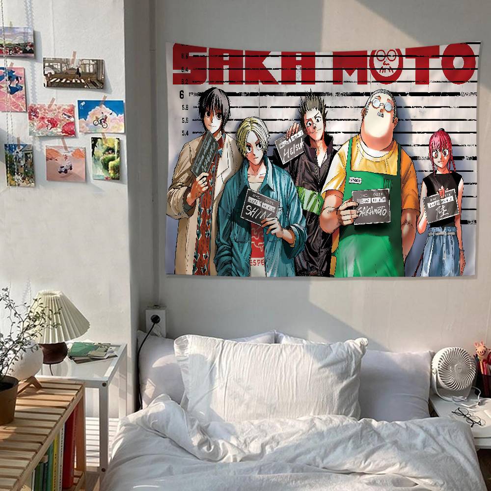 SSakamoto Days Anime Printed Large Wall Tapestry Indian Buddha Wall Decoration Witchcraft Bohemian Hippie Decor Blanket