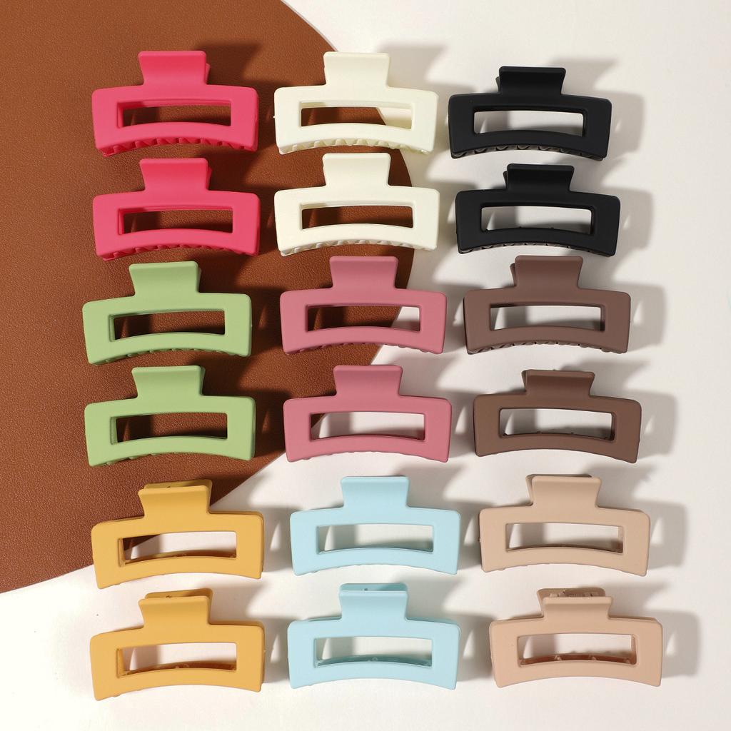 High Quality18pcs Cute Minimalist Rectangular Hair Clips - Non-Slip Grip, Matte Finish, Assorted Colors (Pink, Green, Brown, Orange, Red, Purple) for