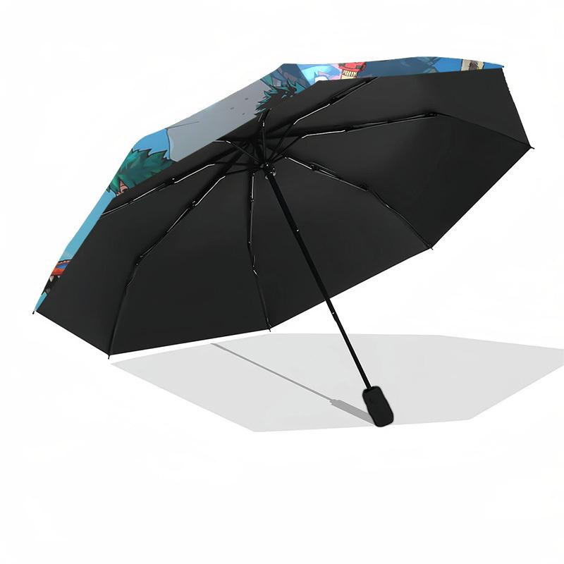 1pc My Hero Academia Automatic Folding Umbrella, Portable 3-Fold Design with 8-Bone Iron Frame, Outdoor for Fans, Travelers, Daily Use, Gift for Anime