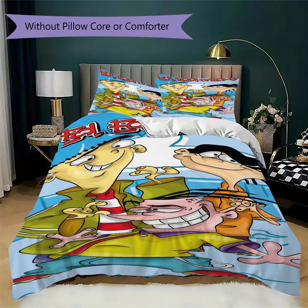 Ed, Edd N Eddy Pattern Bedding,Quilt Set Quilt Cover Pillowcase Home Birthday Gift (1*duvet Cover+2*pillowcase,without core)SSJT0917068