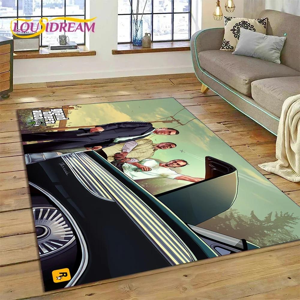 3D GTA Spiel Grand Theft Auto Gamer Teppich für Schlafzimmer Wohnzimmer Zuhause Sofa Dekoration, Kinder Spiel Große Dekor Bodenmatte