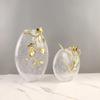 Glass Vase Crack Round Glass Vase Golden Embossed Flower Hydroponic Accessories Terrarium Home Decoration Accessories