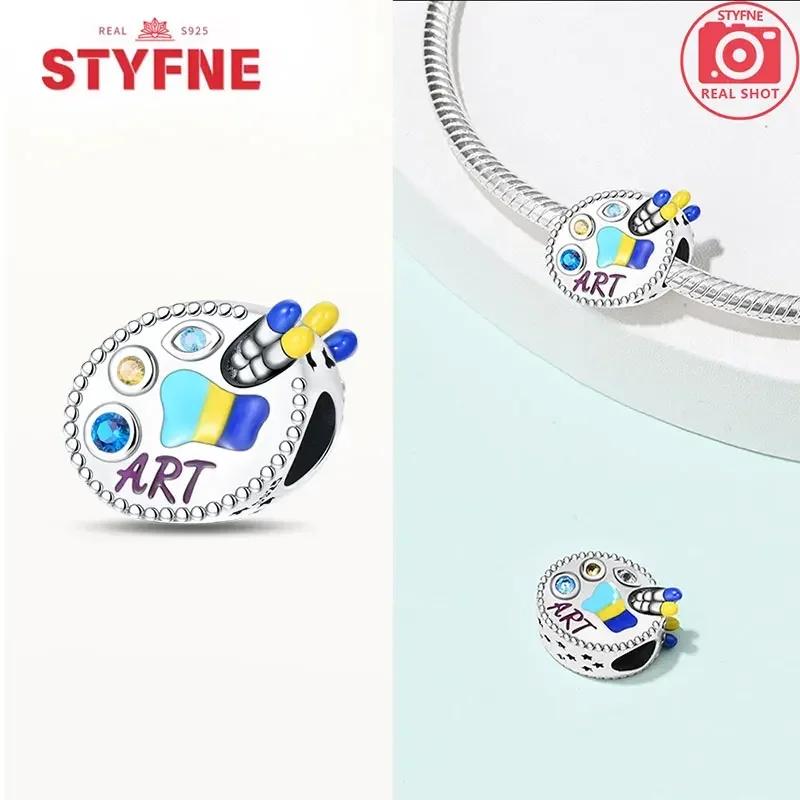 Copperoriginal Starry Sky Sunflower Green Wheat Field Oil Painting Charms Beads For Women Diy Fine Jewelry Gift