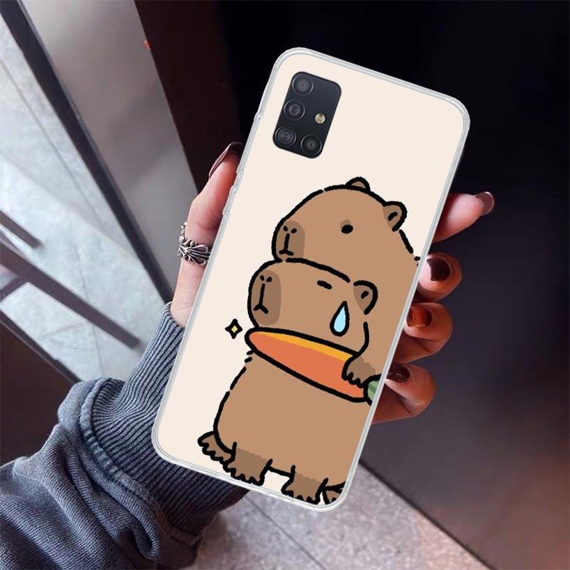 Funny Capybara Cartoon Animal Phone Case For Samsung Galaxy A12 A52S A42 A32 A22 A51 A50 Note 20 Ultra 10 S10 Plus A71 A70 A31 A
