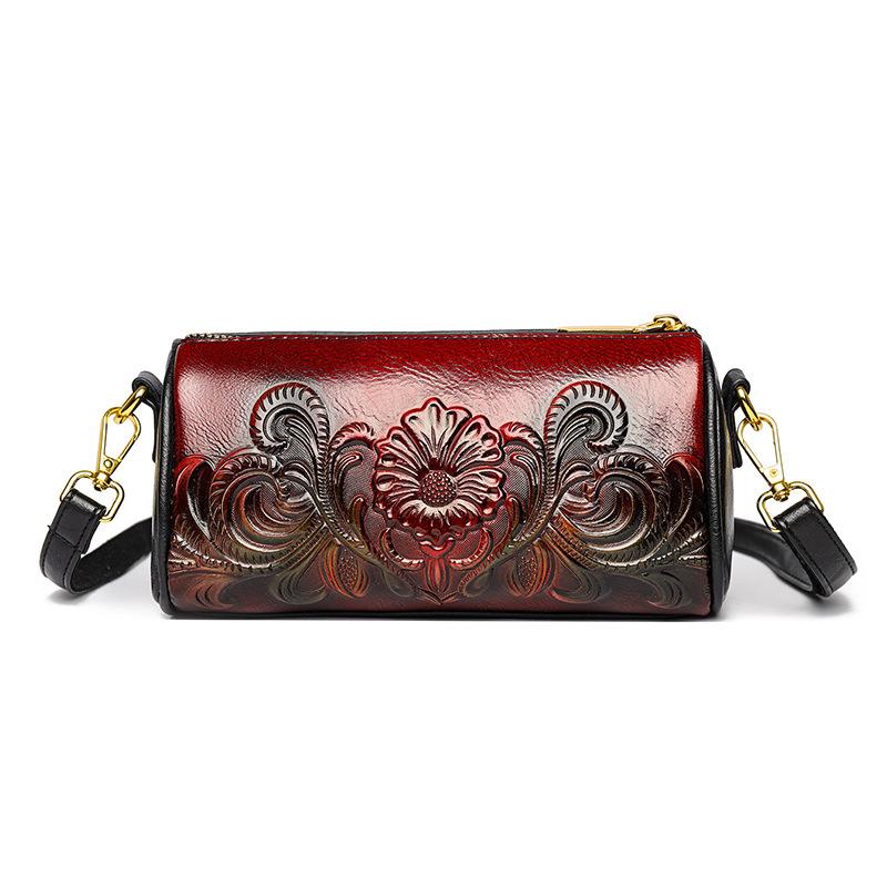 Premium Textur Etnisk Hinkväska med Stor Kapacitet - Präglad Crossbody-väska för Pendling och Vardagsbruk