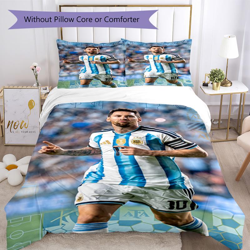 Messi Bedding Set Breathable Duvet Cover with Pillowcases Decorative Bed Linen for Bedroom Home Decoration Birthday Gift
