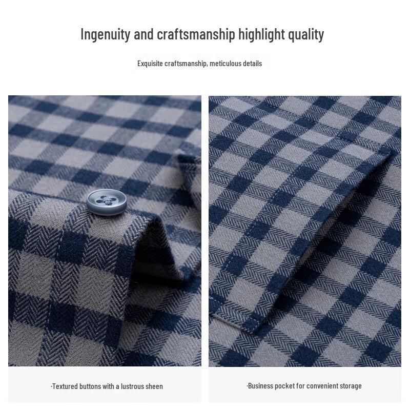 Romon Men's Plaid Flannel Long-Sleeve Shirt
