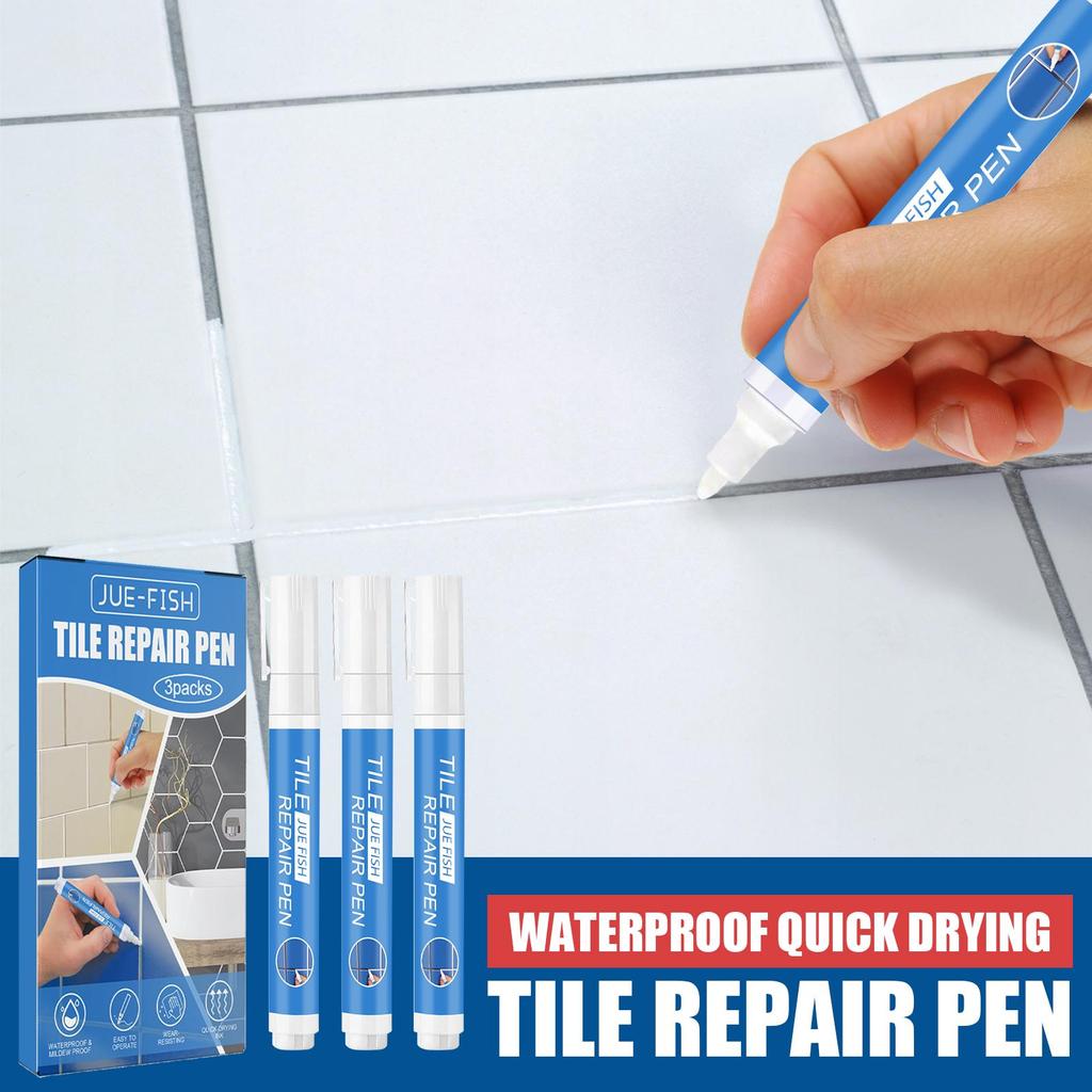 3pcs Grout Pen White Tile Paint Marker Waterproof Tile Repair Beauty Pen Wall Grout Restorer Pen for Restoring Tile Wall Floor