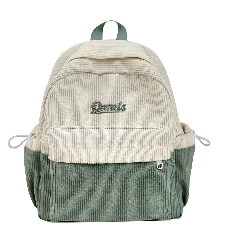 

Small Schoolbag Small Backpack Corduroy Girls Backpack зелёный