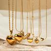 French Heart Stainless Steel Pendant Necklace - Simple & Polished Clavicle Chain