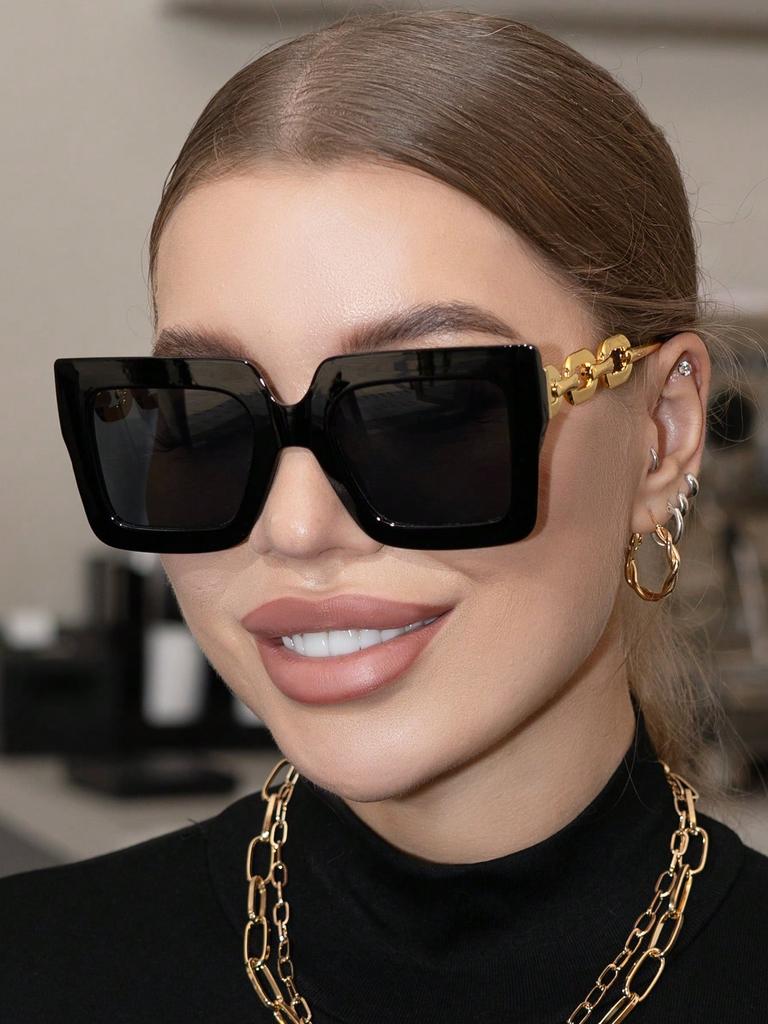 Fashion Big Frame Sunglasses Vintage Rectangular Glasses Outdoor Tours For Women Uv Protection Uv400 Sunglasses