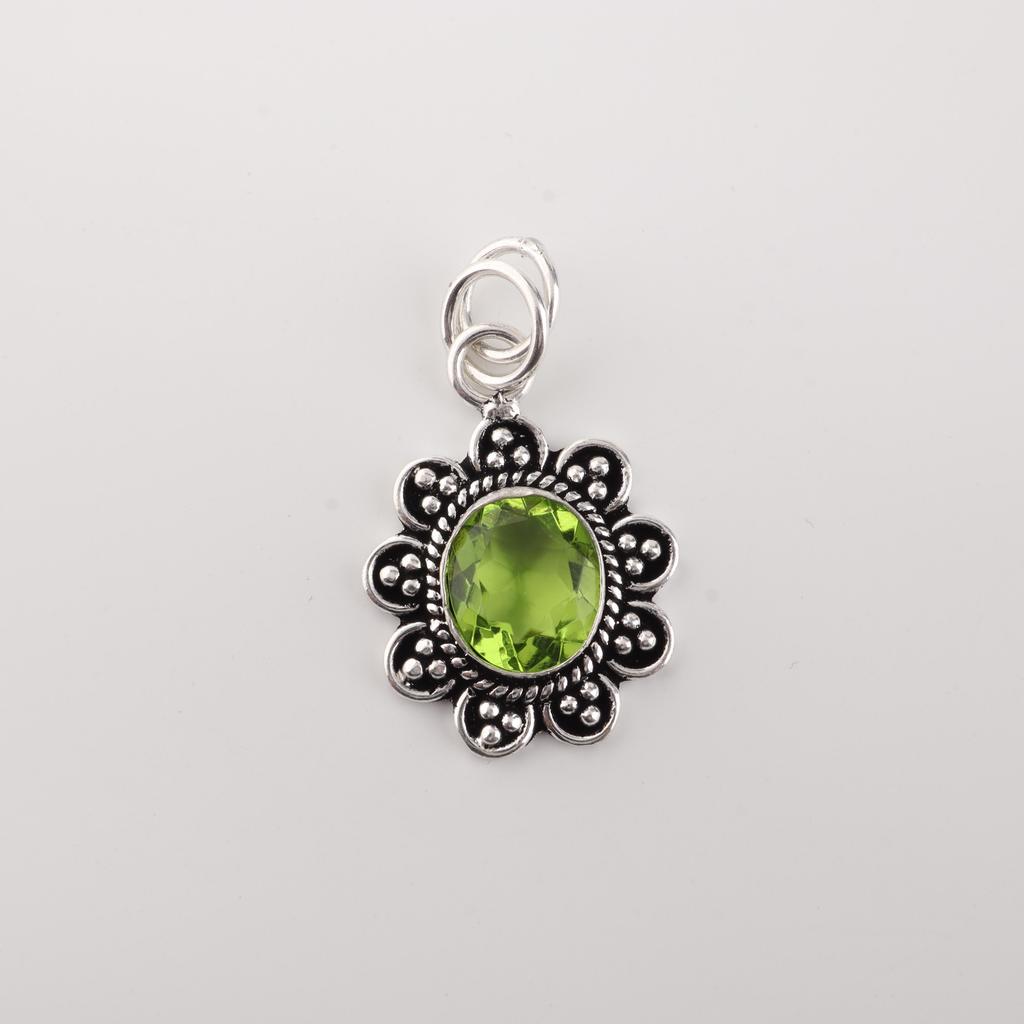 Green Peridot Gemstone 925 Sterling Silver Jewelry Stylish Pendant 1.37" Gift For Her CP-40-4