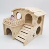 Hamster Wooden House Two Layers Cage for Play Hut Habitat Small Pets Hideout Toy for Dwarf Chinchilla Rat Hamster Hedgeh