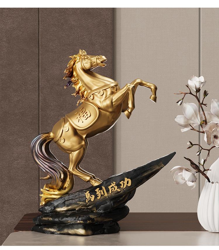Nouvelle Statue de Cheval de Luxe Style Chinois « Succès », Décoration Haut de Gamme pour Salon, Ornement Feng Shui pour Entrée Bureau Cadeau