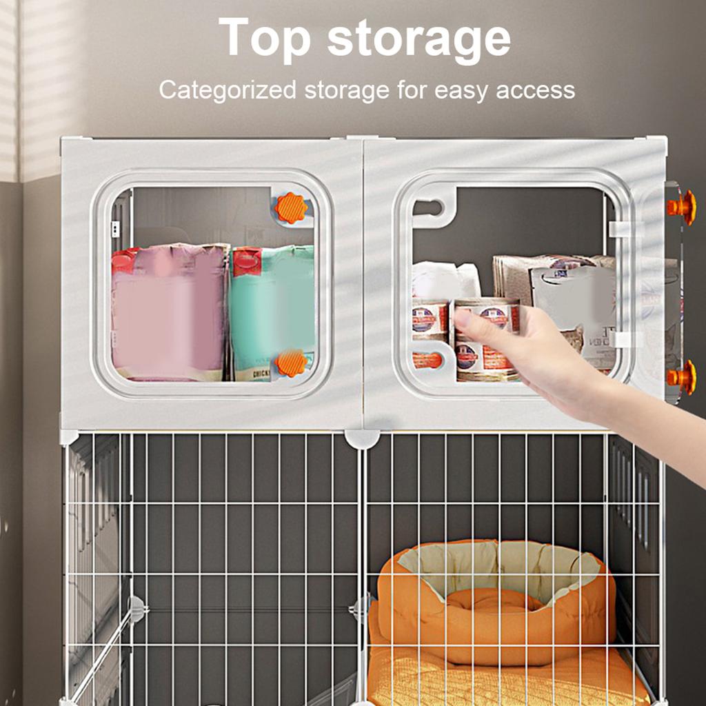 Integrierte Katzenhaus-Hängematte Katzenbox Indoor-Katzengehege Kratzbaum DIY Metalldraht Katzenzwinger Katzentoilette für Katzen Villa