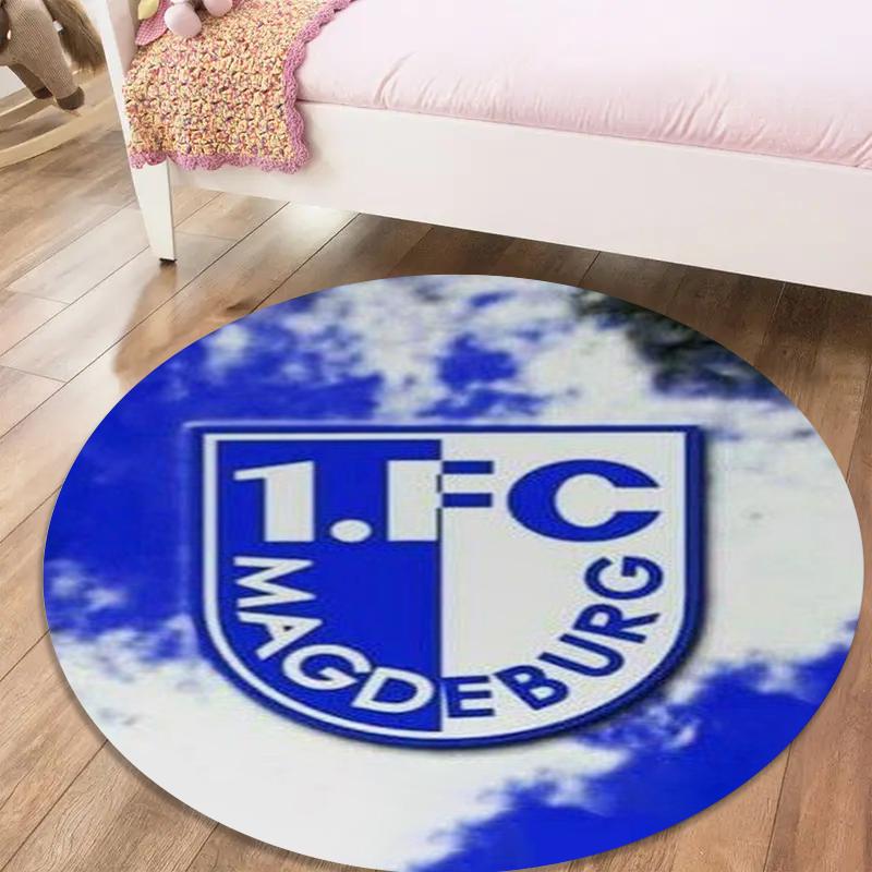 FC Magdeburg runder Teppich, Teppich für Wohnzimmer Schlafzimmer Sofa Spielzimmer Dekor, rutschfeste Fußmatte56 80cmx80cm