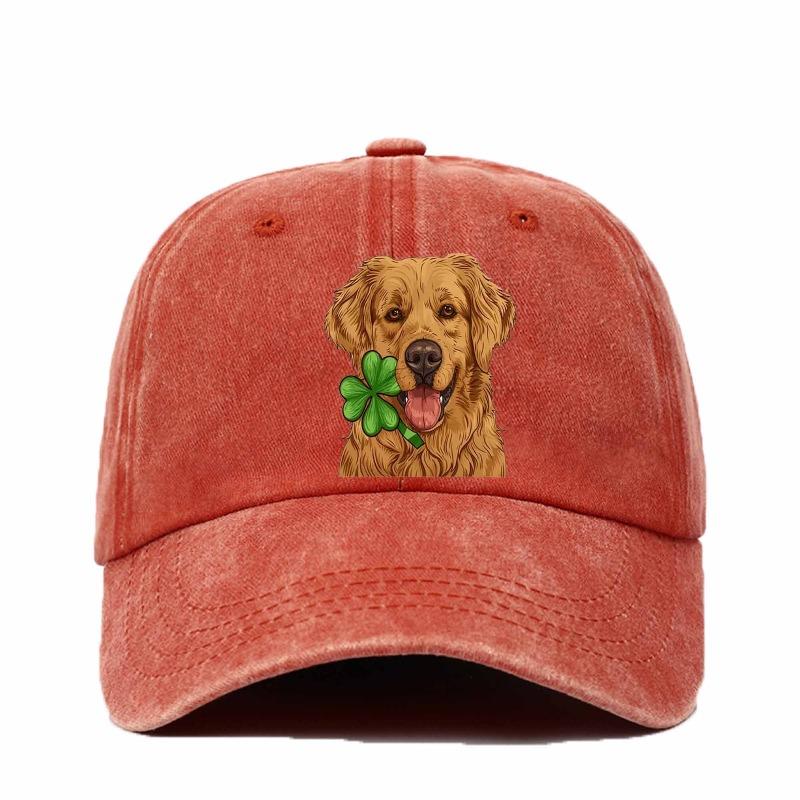 1pc Vintage Baseball Cap with Cute Golden Retriever Print,retro Adjustable Breathable Casual Fashion Accessories Hat for Women