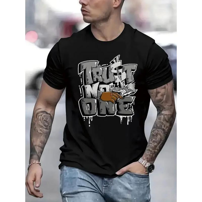 

European sizes Men Casual Short Sleeve Tee 1 Pcs - Comfortable Crew Neck, Soft Adorable Tees Tops 4XL чорний