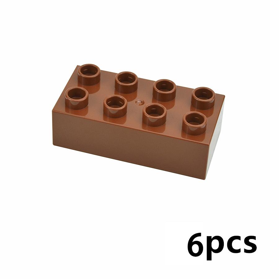 6Pcs 2x4 Dots Big Size Brick Thick Building Blocks 2*4 Classic Educational Part Accessories MOC Compatible Large Toy Kid Duploes
