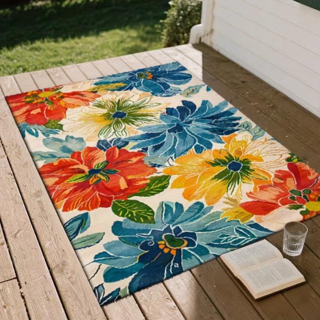 

Flower Print Anti Slip Carpet Living Room Bedroom Outdoor Terrace Garden Courtyard Decoration Carpet Home Decoration Carpet 40x60cm
