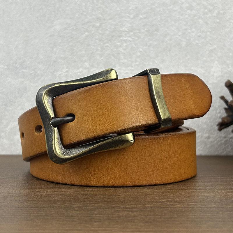 Thickened Belt Retro Copper Buckle Women'S Leather Casual Personality Trendy Belt First Layer Cowhide Jeans With Men