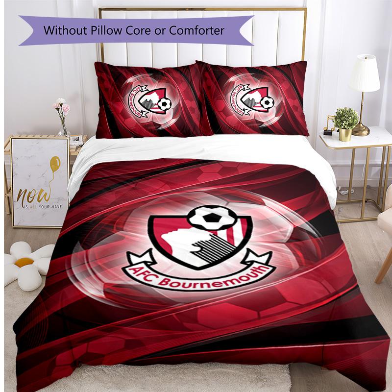 Set Lenzuola Stampato Calcio Bournemouth 3 Pezzi, Comodo Set Copripiumino per Camera da Letto Amico della Pelle