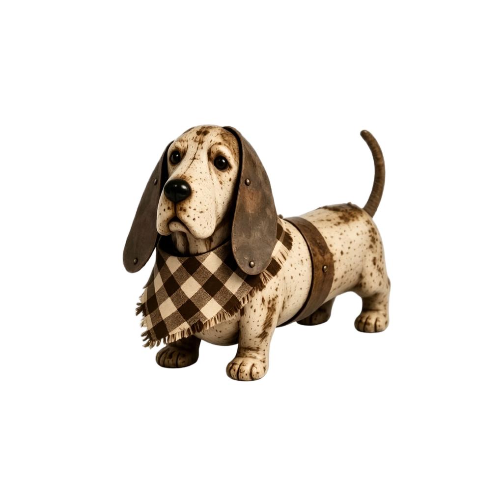 Hundefigur Vintage Slidt Bordplade Dekoration til Entré Hylde