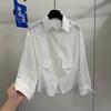 Pure Cotton, a Large Number of Spot 1116 Niche Design Feeling Pleated Waist Loose Shirt Blouse Lapel New