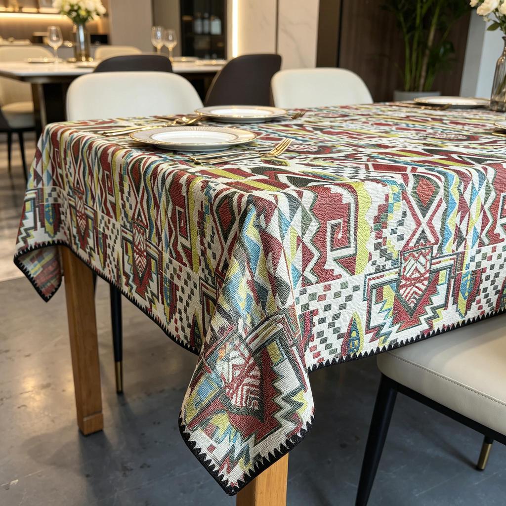 Party Dining Home Kitchen Cotton Linen Material Soft Washable Household Rectangle Tablecloth
