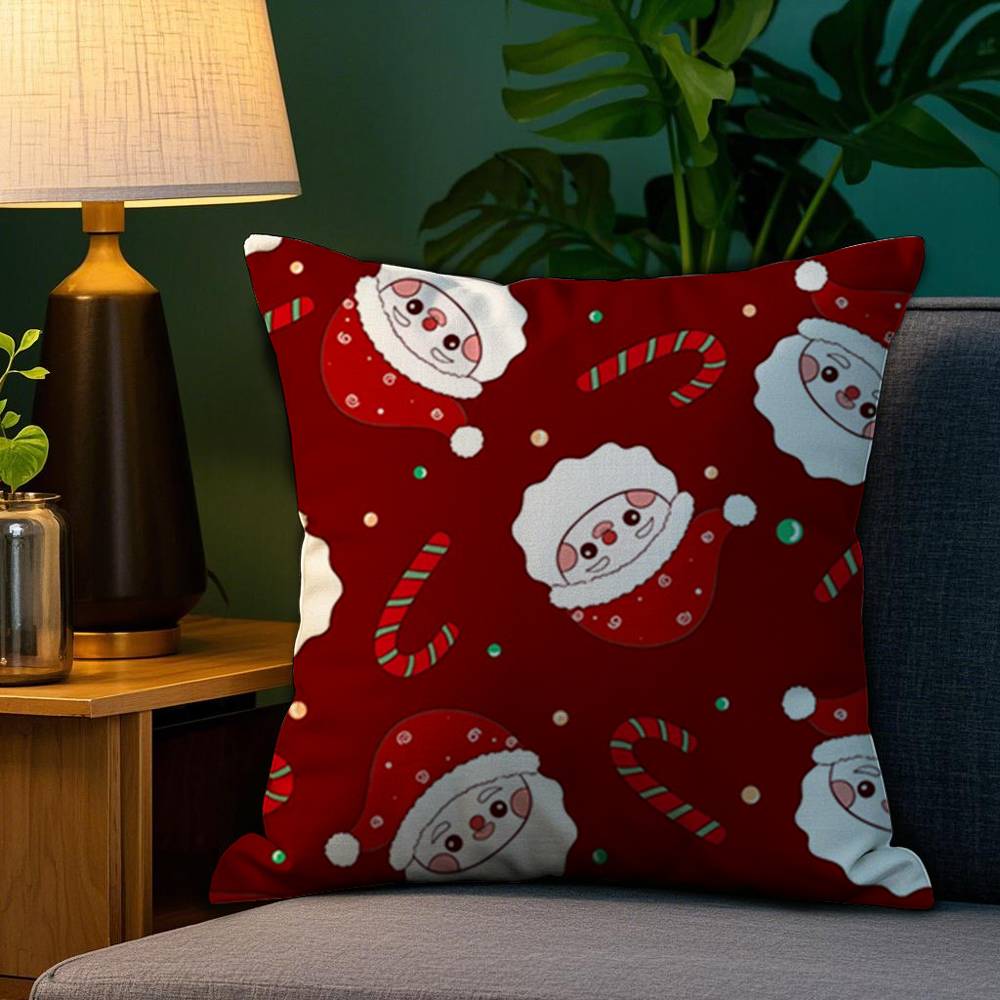 

Merry Christmas New Year Pillow Case Plush Fabric Soft Double Sided Print Home Sofa High Quality Cushion Cover Throw 12x12Inch