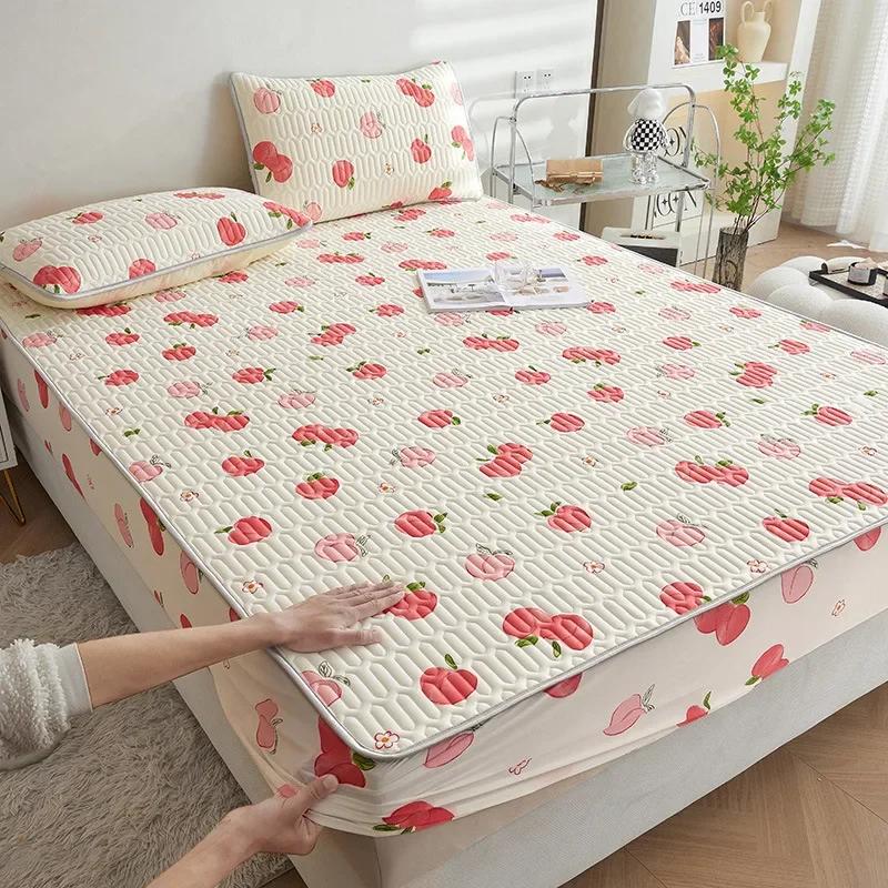 

Summer New Thickened Latex Fitted Sheet Non-Slip Protective Bedspread Air Conditioner Three-Piece Set of Summer Sleeping Mat 180x200cm 1piece персиковый