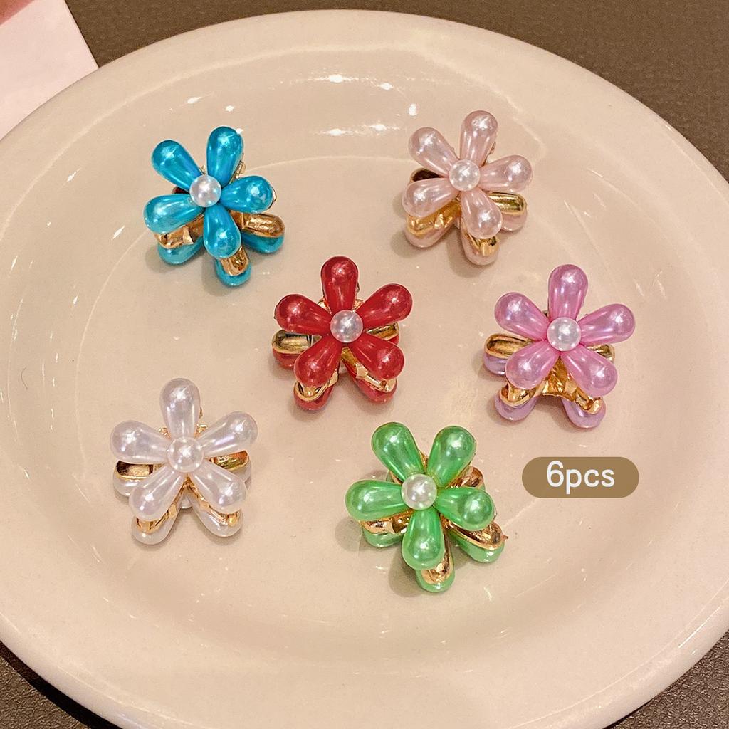 6 Colorful Small Flower Hair Clips with Sweet Wind Hair Claws Suitable for Daily Use As Hair Accessories