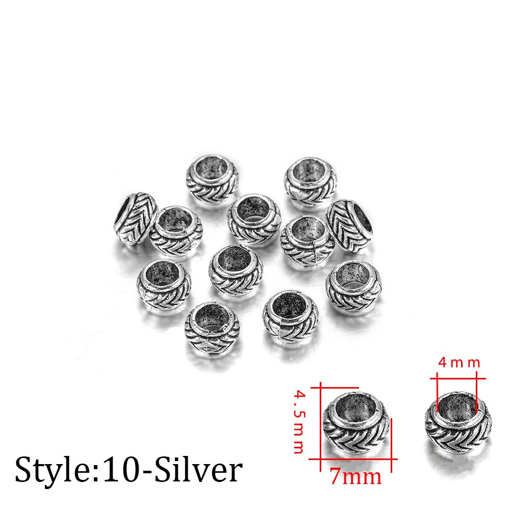 20pcs/lot Metal Big Hole Tibetan Antique Spacer Loose Beads For DIY Jewelry Making Finding Necklace Bracelet Accessories