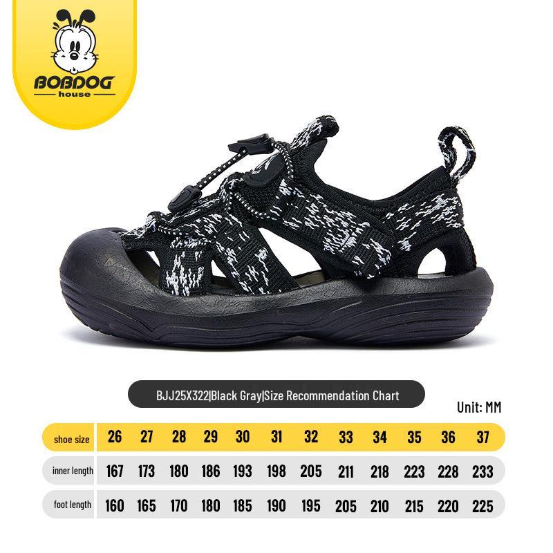 

Детские нескользящие закрытые пляжные и спортивные сандалии Babudou для мальчиков и девочек – Коллекция Лето 2025 Size 35, Inner Length 22.3 cm черный серый