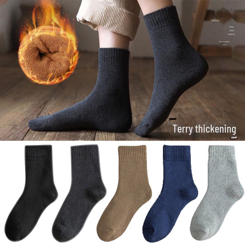 "Plush Thick Winter Mid-Tube Terry Socks: Cold-Resistant Towel Floor Socks for Men and Women"